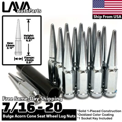 20x Tuerca de clavo cromada 7/16-20 + ajuste de llave Old Skylark Bel Air Chevelle Fleetwood Foto 1 de 4