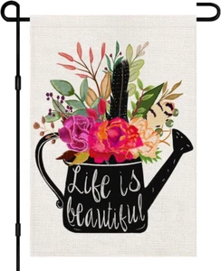 Spring Garden Flag 12X18 Inch Double Sided Burlap, Mother'S Day Seasonal Flower - Picture 1 of 6