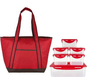 QVC Lock & Lock isolierte Kühltasche & 6-teiliges Aufbewahrungsset Lebensmittelzubereitung Mittagessen Neu im Karton - Bild 1 von 2