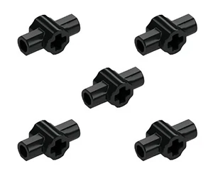 5 New LEGO Black Technic Axle Connector Hub with Two Bar Holders Perpendicular - Picture 1 of 6