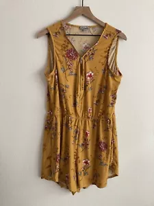 J for Justify Women's Sleeveless Shorts Romper sz 2X Orange/Floral Zip Front - Picture 1 of 11