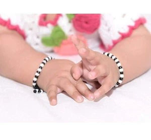 Black and White Beads Thread based Nazar Baby Bracelet Nazariya - Pack of 2 Pair - Picture 1 of 4
