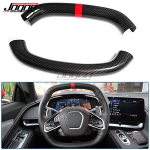 Carbon Fiber Steering Wheel Upper Bottom Decor Trim For Corvette C8 Z51 Z06 20+ - Foto 1 di 9