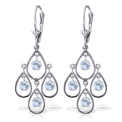 2.4 Carat 14K Solid White Gold Vanilla Dreams Aquamarine Earrings - Image 1 of 3