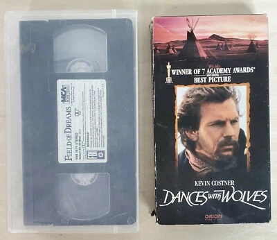 VHS Video Tapes Set Lot of 2 Kevin Costner Field of Dreams Dances With Wolves - Image 1 of 4