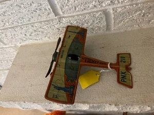 Antique LINDBERGH-INSPIRED "SPIRIT OF AMERICA" WINDUP Tin Litho Toy AIRPLANE. - Picture 1 of 7
