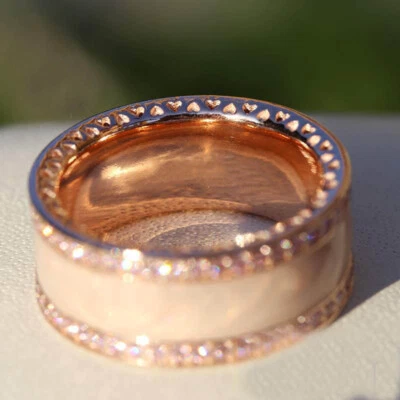 New Authentic 925 Sterling Silver Rose Pink Hearts of Ring Size 5 6 7 8.5 Gift - Image 1 of 3