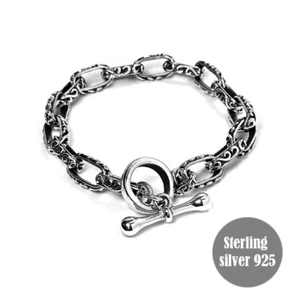 Bracelet Biker Style Chain size 7.5” Real Sterling Silver 925 Jewelry Gifts - Picture 1 of 8