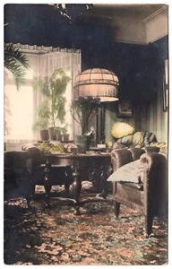 STUTTGART-NORD Gustav-Sieglestraße / Herrenzimmer Möbel * Foto-AK 1921 koloriert - Bild 1 von 2