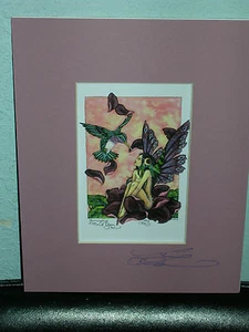 Amy Brown - Hummingbird Dream - Matted Mini Print - SIGNED - VERY RARE - Picture 1 of 1