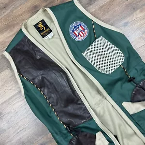 Browning Shooting Gun Pad Leather Medium Vest, Zipped, Green , NSCA - Picture 1 of 7