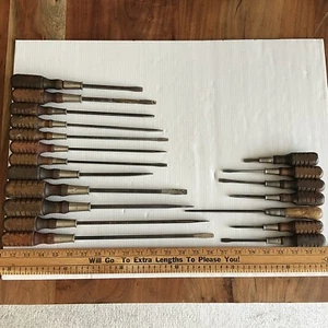 Vintage Mac Tools Long/Short Flat Head Screwdrivers Wood Handles - Picture 1 of 8