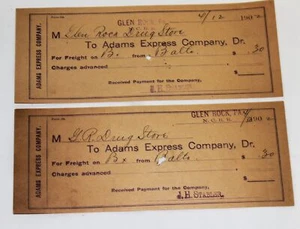 Vintage 1902 Adams Express Company Glen Rock PA ricevuta bolletta trasporto treno RR - Foto 1 di 5