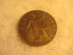 1919 Great Britain British One 1 Penny - Picture 1 of 2