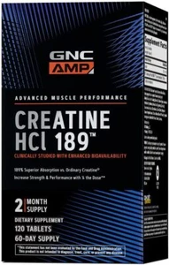 GNC AMP HCl 189, for Strength Energy and Performance 120 Tablets
