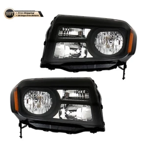 Silscvtt Pair Left+Right Headlight Halogen Type Black For 2012-2015 Honda Pilot - Picture 1 of 16