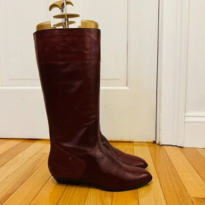 Botas de montar vintage Etienne Aigner de cuero borgoña sangre de buey talla 8,5 M Foto 1 de 4
