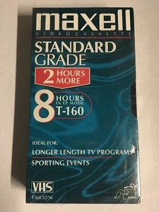 Maxell VHS Leerkassette Videokassette 8 Stunden VHS Schallplatte Standardqualität T-160 NEU - Bild 1 von 3