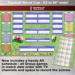 Planificador póster gráfico de pared de la Copa Mundial de la FIFA 2022 edición WALES - 5 tallas - Imagen 1 de 3