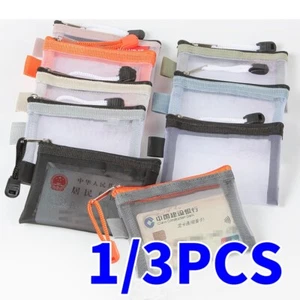 3PCS Nylon Mini Bag Zipper Pouch Small Coin Purse Mesh Storage Bags Key Storage - Picture 1 of 32
