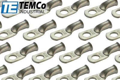 100 Lot 6 AWG 5/16" Hole Ring Terminal Lug Tin Plated Copper Uninsulated Gauge - Image 1 of 4