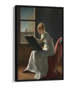 MARIE-DENISE VILLERS, DIBUJO MUJER JOVEN - EFECTO FLOTANTE LONA IMPRESIÓN ARTÍSTICA - Imagen 1 de 12