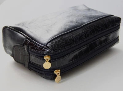 Bolsa de maquillaje/cosméticos Cle De Peau Beaute dos secciones con cremallera azul oscuro nueva Foto 1 de 3