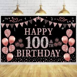 Trgowaul 100th Birthday Decorations for Women - Rose Gold - Picture 1 of 7