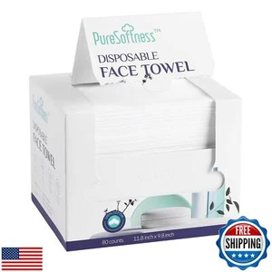 PureSoftness Disposable Face Towel, 100% Cotton, Extra Large 12" x 10", Soft - Picture 1 of 5