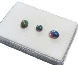 3 x opale pregiato nero opale nero Etiopia cabochon circa 5,3-7,6 mm 1,6 ct. U33358 - Foto 1 di 5