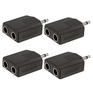 4x 3.5mm 1/8" Male to Dual 6.35mm Female Mono Audio Y Splitter Adapter Connector - Picture 1 of 1
