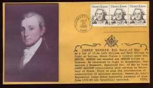 #1851 8c Henry Knox FDC Scarso Edsel Massonico Cachet di James Monroe G1840 - Foto 1 di 2