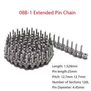 Cadena de transmisión de cadenas de rodillos 08B-1 35B 5 mm longitud de cadena de pasador extendido 1,524 m - Imagen 1 de 5