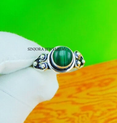 Malachite gemstone 925 sterling silver handmade Gift Ring US size 5 to 10 - Image 1 of 4