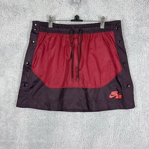 Nike Air Damen Side Snap Minirock Gr. L rot weinrot sportlich Athleisure Sommer - Bild 1 von 8