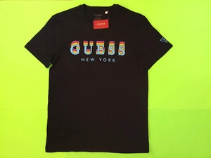GUESS Los Angeles Men’s Short Sleeve T-Shirt NYC Size X-LARGE Black w/Rainbow - Picture 1 of 12