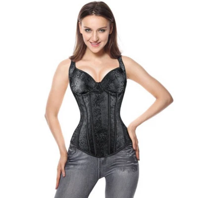 Boned Waist Training Corset Gothic Lace Up Bustier Tops Lingerie Women Steampunk - Image 1 of 4
