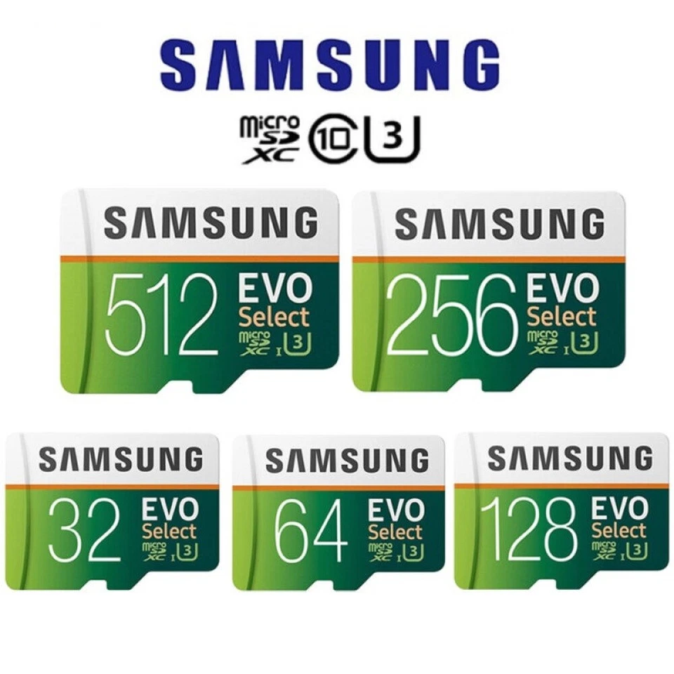 Samsung Evo Select 32 64 128 256 512GB Micro SD Speicherkarte Class 10 100MB/s - Bild 1 von 1