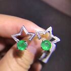 Natural Emerald Earrings / Emerald Jewelry / White Gold Plated S925 Silver