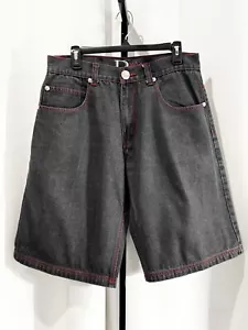 DMax Shorts Mens Size 34 Charcoal Denim Studded Pockets Red Stitch - Picture 1 of 11