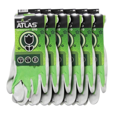 6 Pairs Atlas Showa 370 Nitrile Gloves Garden Work Paint Landscaping (ANY COLOR) - Image 1 of 4