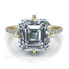 Asscher Cut Moissanite Engagement Ring 7 Solid 10k Yellow Gold 2.80 Tcw White