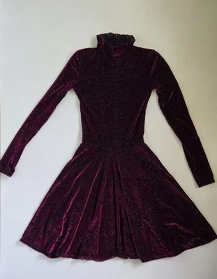 Vestido de manga comprida BlackMilk Burned Velvet rubi ladrão de morango tamanho XS - Imagem 1 de 4