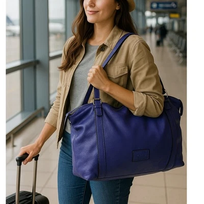 ESCADA Sport LG Buttery Leather Purple Double Strap Tote Shoulder Bag Satchel  - Image 1 of 4