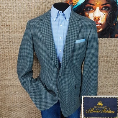 Abrigo deportivo Brooks Brothers para hombre talla 42L dos tonos gris pata de gallo lana Foto 1 de 4