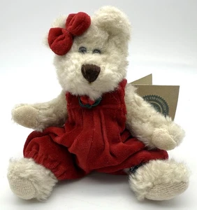 Neu mit Etikett Boyds Bears "Erin" der Teddybär in rotem Velours Overall Plüsch - Bild 1 von 6