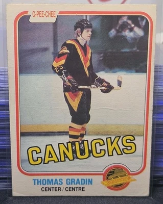 81-82 O-Pee-Chee Thomas Gradin 🚨🚨🚨 Vancouver Canucks  - Image 1 of 2