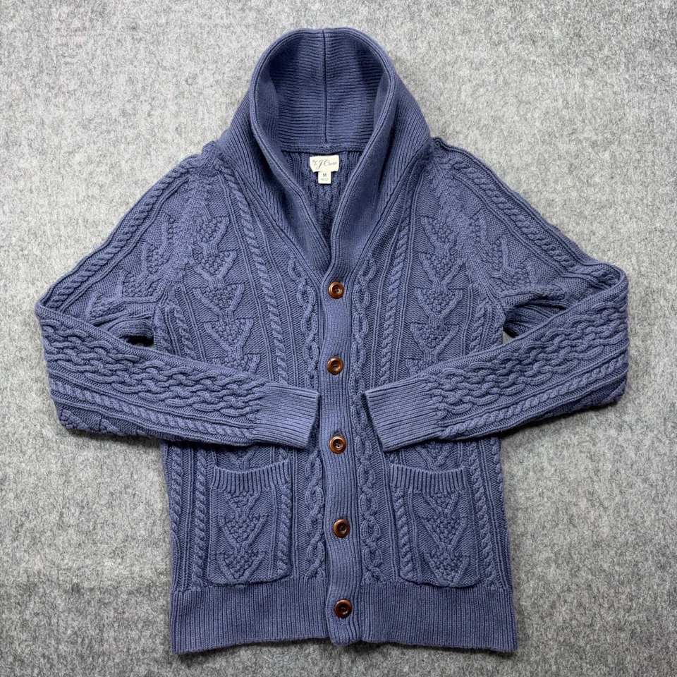 Cárdigan Suéter Tejido con Cable J.Crew Para Hombres Medio Chal Cuello Grueso Algodón M Foto 1 de 4