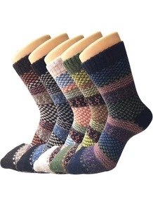 Pack of 5 Womens Thick Knit Warm Casual Wool Crew Winter Socks Size 5 to 10 M... - Picture 1 of 4