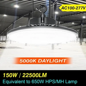 LED High Bay Lights 150W UFO Warehouse Industrial Garage Lighting Fixture 5000K - Picture 1 of 14